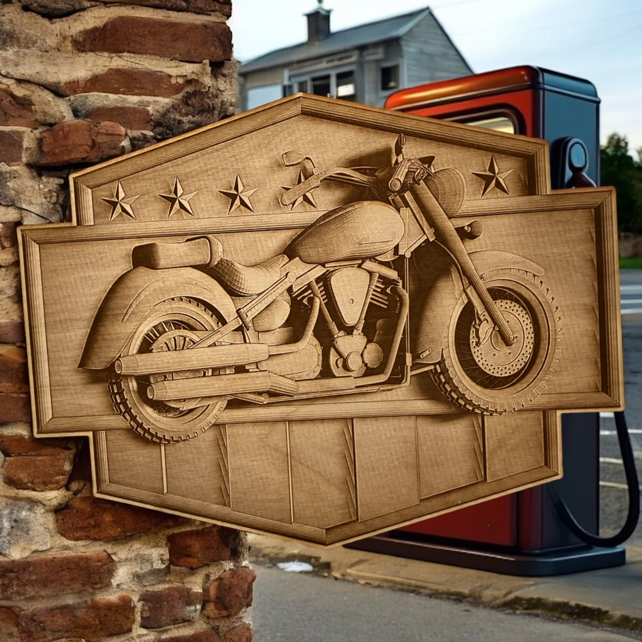 Motorcycle 3D Illusion engraving