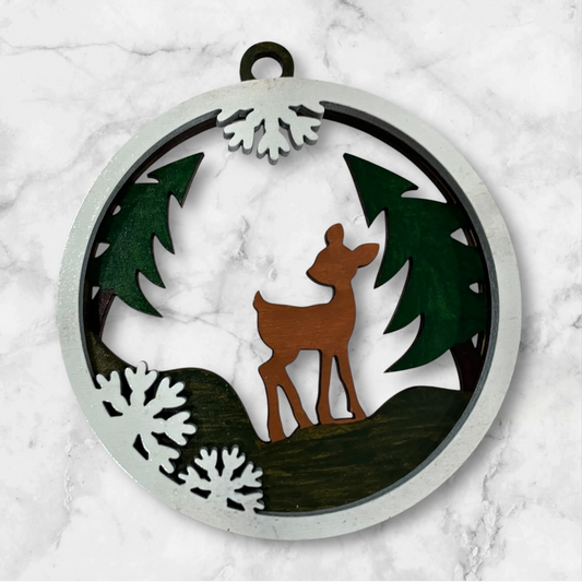 3 layer Deer Christmas ornament