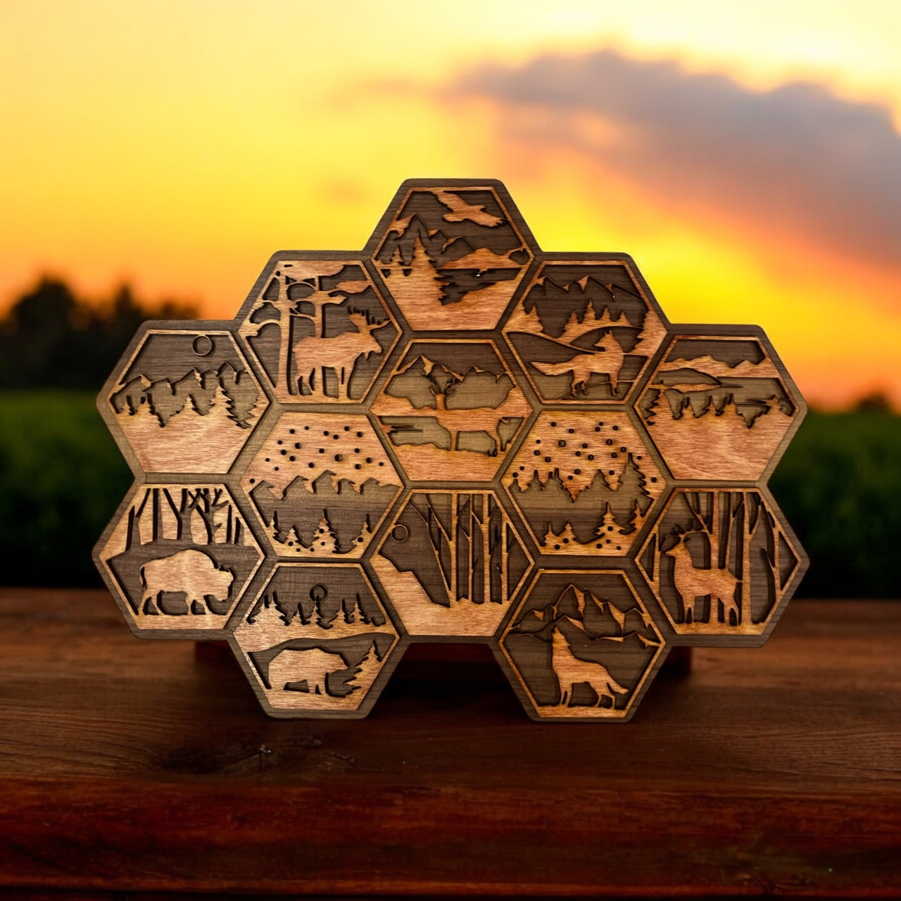 Hexagon Wildlife Plaque - Large